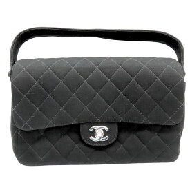 ≪値下げ≫ 【中古】CHANEL シャネル ダブルフェイス ハンドバッグ マトラッセ ココマーク コットン ファブリック 黒 ブラック シャネルロゴ 金具シルバー A2504418【無料ギフトラッピング承ります】