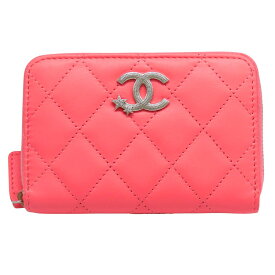 【中古】CHANEL シャネル AP3728 コインケース ピンク ココマーク スター マトラッセ ラムスキン 財布 コンパクトウォレット シルバー金具 小銭入れ A2602082【無料ギフトラッピング承ります】