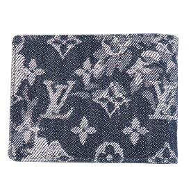 【中古】LOUIS VUITTON ルイヴィトン M80031 モノグラム・タペストリー ポルトフォイユ・ミュルテイプル 二つ折り財布 紙幣 札入れ カード ウォレット 紺 ネイビー デニム A2602146【無料ギフトラッピング承ります】