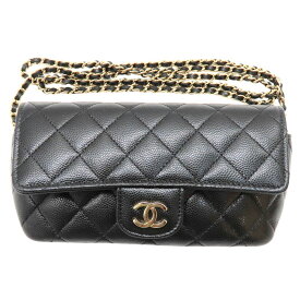 【中古】CHANEL シャネル アイウェアケース マトラッセ ショルダー キャビアスキン ブラック シャンパンゴールド金具 ミニバッグ ココマーク A2602435【無料ギフトラッピング承ります】