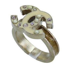 【中古】CHANEL シャネル ココマーク リング 約11号 ラインストーン&パール(フェイク) 指輪 2007年 オータム シルバーカラー シルバー系 ホワイト 白 クリームカラー アクセサリー ジュエリー A2600051【無料ギフトラッピング承ります】
