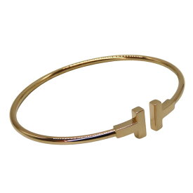 【中古】TIFFANY＆Co. ティファニー Tワイヤーブレスレット サイズ:ラージ AU750 ローズゴールド K18PG 約8.95g 約17cm 18金 ピンクゴールド Tモチーフ バングル 華奢 重ね付け ジュエリー アクセサリー A2403125【無料ギフトラッピング承ります】