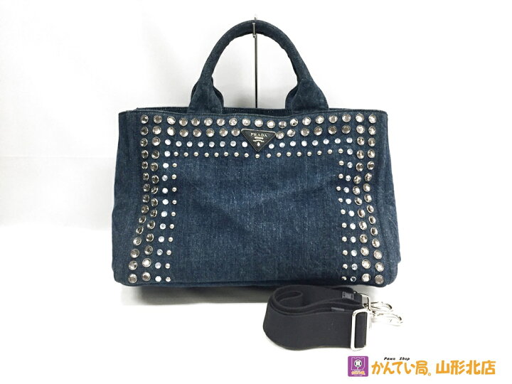楽天市場】【美品/ギャラ○】 プラダ カナパ トートバッグ ビジュー 
