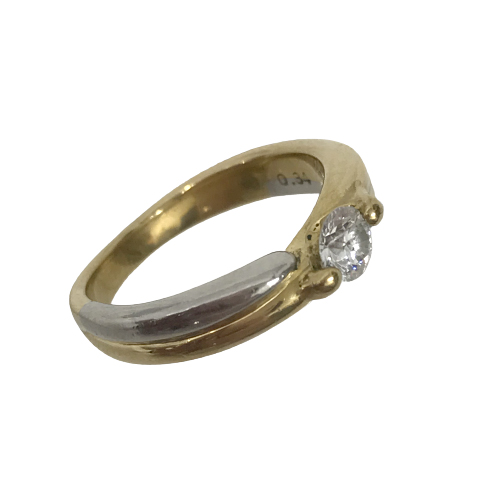 ダイヤ付きクロスリング K18 Au750 Pt900 白金 デザインリング 指輪 コンビ ダイヤモンド0.34ct 約12号 約6.9g 4月 誕生石 宝飾品 宝石 ジュエリー アクセサリー レディース 女性用 