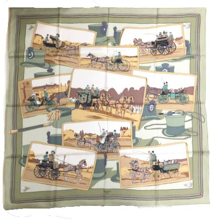 楽天市場】【極美品】 エルメス カレ90 馬車 スカーフ ストール 首巻 