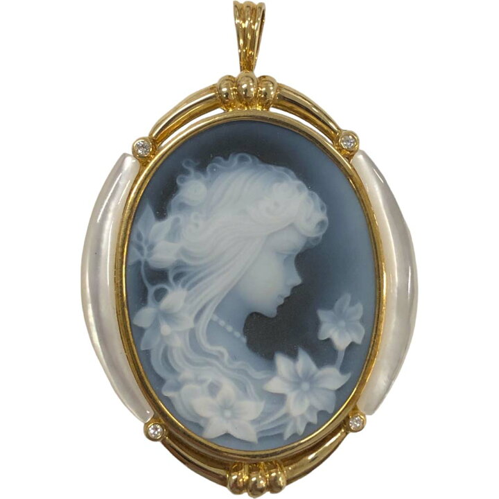 楽天市場】［南店］【美品】 K18 カメオ ブローチ 兼 ペンダントトップ  