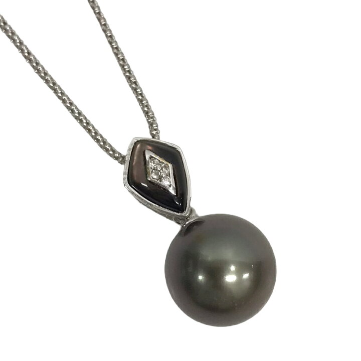 楽天市場】【美品】 ブラックパール デザインネックレス K18WG 