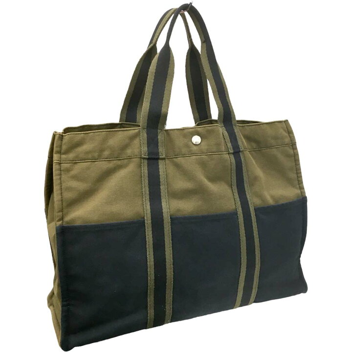 楽天市場】［泉店］ 【美品】 エルメス フールトゥGM カーキ×ネイビー  