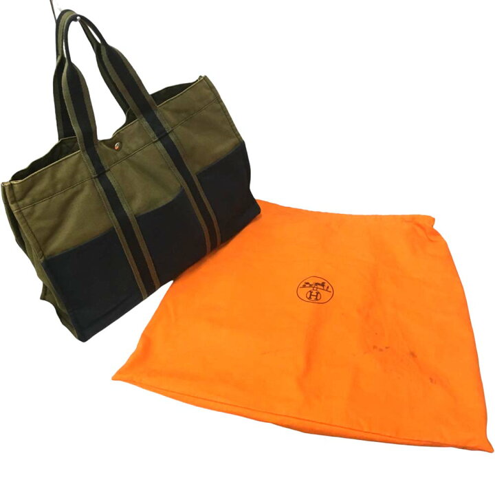 楽天市場】［泉店］ 【美品】 エルメス フールトゥGM カーキ×ネイビー 