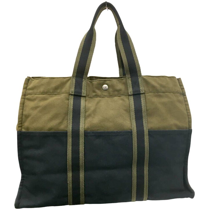 楽天市場】［泉店］ 【美品】 エルメス フールトゥGM カーキ×ネイビー 