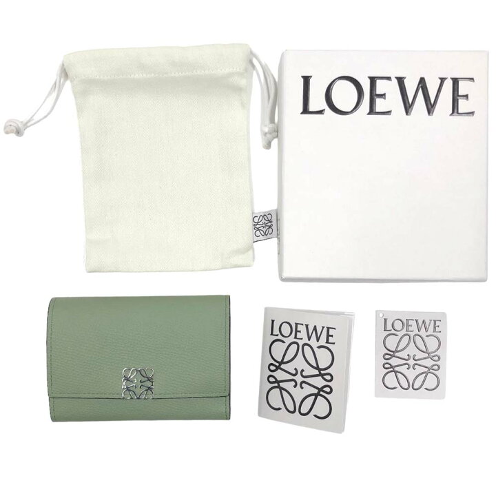 極美品 ロエベ 三つ折り財布 ホワイト レザー アナグラム （楽天市場  