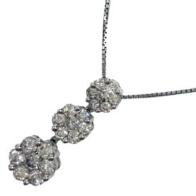 ［南店］ 【極美品】 3連ダイヤモンドネックレス K18WG 1.00ct 約41cm 約4.53g 18金ホワイトゴールド ペンダント アクセサリー ジュエリー 宝飾品 装飾品 メンズ レディース 【中古】