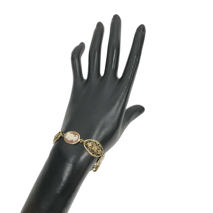 楽天市場】【美品】 カメオ付き デザインブレスレット K18 750 約17cm 