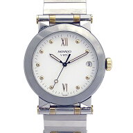 【美品/電池交換済み】 モバード MOVADO 98 C2 878 ビジオ クオーツ腕時計 シルバー ホワイト ゴールド …
