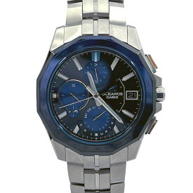 【美品】 カシオ OCW-S6000-1AJF オシアナス マンタ 電波ソーラー マルチバンド6 ブラック ブルー メンズ 【中古】