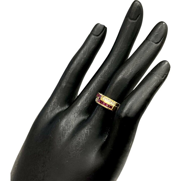 楽天市場】［泉店］【美品】K18 ルビー メレダイヤ付きファッション 