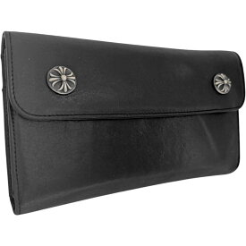 ［南店］【良品】 クロムハーツ 2246-304-0501-0900 ウェーブウォレット クロスボタン ブラック【中古】
