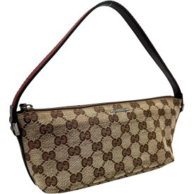 ［南店］ グッチ 141809 アクセサリーポーチ GGキャンバス シェリーライン ベージュ ハンドバッグ【中古】