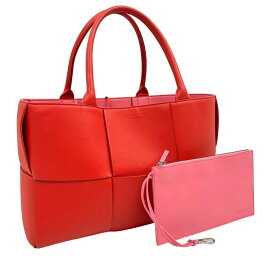 【美品】 ボッテガヴェネタ 609175 VMAY3 6413 ミディアムザ アルコ レッド 赤 トートバッグ【中古】