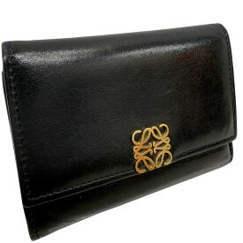 【良品】 ロエベ C821S33X06 アナグラムバーティカルウォレット ブラック【中古】