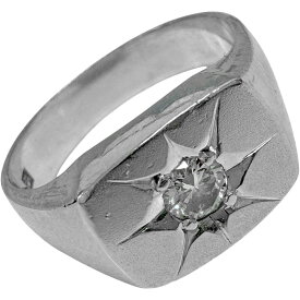 ［南店］【良品】 ダイヤモンド付き 印台リング Pt850 ダイヤモンド 0.22ct 約13.27g 約19号 【中古】