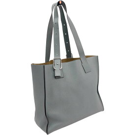 【良品】 ロエベ 261924 アナグラム バックルジップ トートバッグ ネイビー グレー ハンドバッグ【中古】