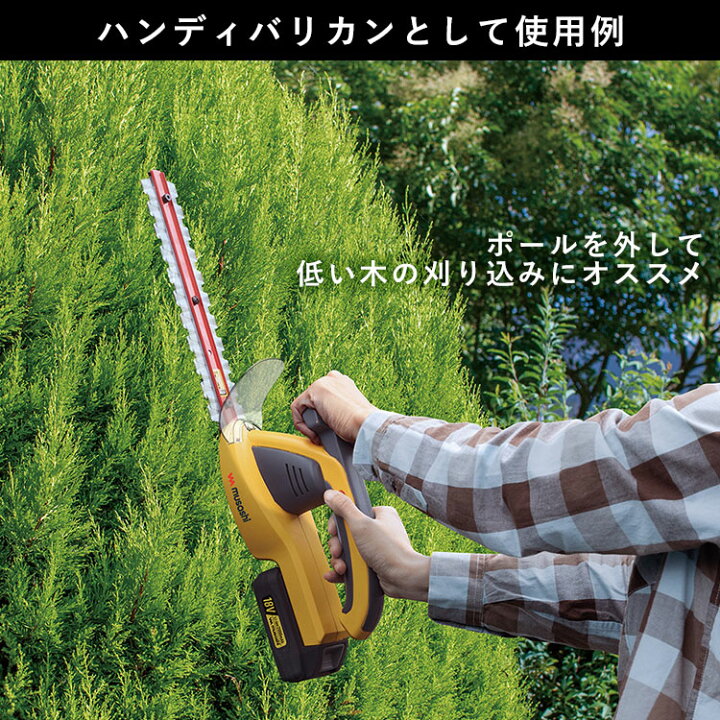 楽天市場】ヘッジトリマー 植木 バリカン 充電式 ハンディ + ポール 