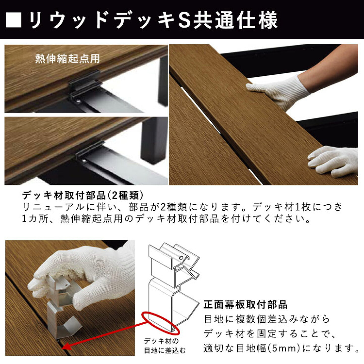 エクステリア関東 外構 DIY専門店 - かんたん施工 YKKリウッドデッキS 幕板端部キャップ仕様