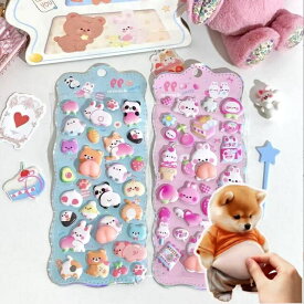 【2点目で50％off】ぷにぷに おしり シール スクイーズ シール 立体 泡ステッカー 3D うさぎ くま ねこ 可愛い キャラクターご褒美シール ステッカー デコレーション ステッカー デコ スマホ ケース ふわふわ もちもち デコレーション ストレス 解消 癒し グッズ ギフト