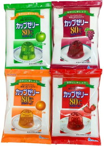 送料無料 かんてんぱぱ 人気4種セット カップゼリー80℃ぶどう味+オレンジ味+青りんご味+ストロベリー味 (各約6人分X2袋入