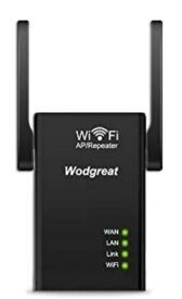 【送料無料】Wodgreat WiFi 黒 リレー 無線 LAN リレー ブースター 信号 増幅器 2.4GHz 300Mbps Fア1-3 stock:Eア5-1