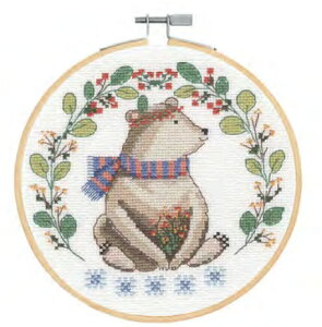 DMC 刺しゅう枠付 刺しゅうキット BEAR BK1927【KY】FOLK ANIMALS クロスステッチ