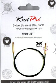 ニットプロ 付け替え輪針 回転式 スイーベルケーブル 60cm用 10573 【KN】ブラックケーブル マットゴールドコネクタ ケーブルが回転します 編み物 手あみ