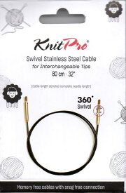 ニットプロ 付け替え輪針 回転式 スイーベルケーブル 80cm用 10574 【KN】ブラックケーブル マットゴールドコネクタ ケーブルが回転します 編み物 手あみ