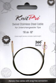 ニットプロ 付け替え輪針 回転式 スイーベルケーブル 150cm用 10577 【KN】ブラックケーブル マットゴールドコネクタ ケーブルが回転します 編み物 手あみ