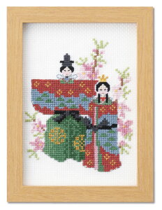 刺しゅうキット 3月 桃の花とお雛様 7543 オリムパス 【KY】木製フレーム付き 刺繍 12ヶ月の小さな花風景 マリー・カトリーヌ
