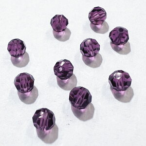 【在庫品】高品質ガラスカットビーズ ダイヤ型 4mm アメジスト 10個入り【KN】【MI】クリスタルガラス アクセサリー ビーズ手芸