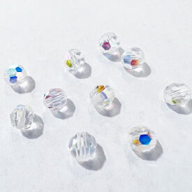 【在庫大特価】高品質ガラスカットビーズ ダイヤ型 5mm クリスタルAB 10個入り【KN】 クリスタルガラス アクセサリー ビーズ手芸