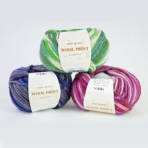 【在庫・】 スキー毛糸 ミニスポーツ ウールプリント 4B 【KN】 毛糸 編み物 セーター ベスト マフラー 並太