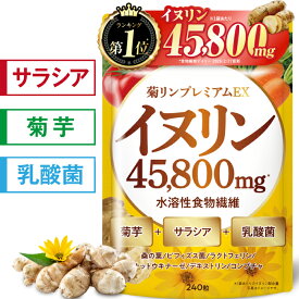 【楽天No1】イヌリン 高濃度 45,800mg 水溶性食物繊維 菊芋 サプリ サプリメント サラシア 乳酸菌 桑の葉 ビフィズス菌 ラクトフェリン ナットウキナーゼ ブラックジンジャー デキストリン コンブチャ 240粒 約30日分 新日本ヘルス 国内GMP認定工場製造