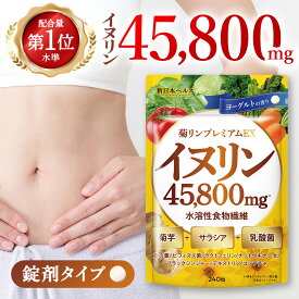 【お買い物マラソン5％OFF！】イヌリン45,800mg 水溶性食物繊維 菊芋 サプリ サプリメント サラシア 乳酸菌 桑の葉 ビフィズス菌 ラクトフェリン ナットウキナーゼ ブラックジンジャー デキストリン コンブチャ 240粒 約30日分 新日本ヘルス