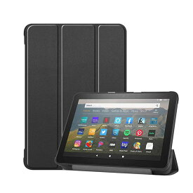 For Fire HD 8 2020 / For Fire HD 8 Plus 2020 第10世代 タブレットケース カバー 8インチ 【ブラック】 耐衝撃 落下防止 専用保護 スタンド機能 ケース 保護カバー 三つ折りスタンド