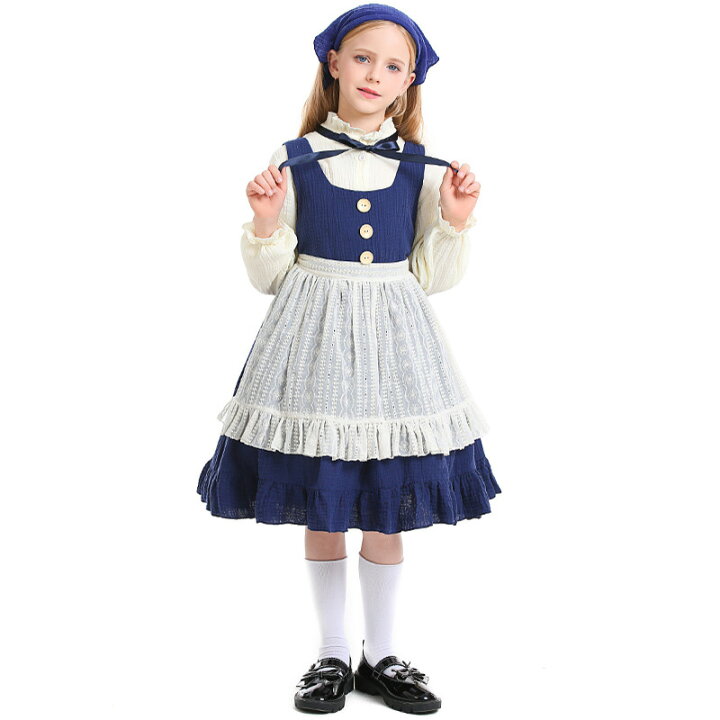 ハロウィン コスプレ ハロウィン衣装 ワンピース ドレス マッチ売りの少女 童話 コスプレ Halloween 子供用 キッズ ワンピース コスチューム 仮装 メイド服 4点セット 仮装 キッズ コスプレ 舞台衣装 インテリア・子供用品専門店kaori