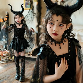 7点セット 高品質 ハロウィン 衣装 子供 魔女 コスプレ カチューシャ キッズ 子供 女の子 大人 魔女 巫女 仮装 子供発表会 演出服 ドレス ワンピース cosplay ハロウィン コスプレ 衣装 コスチューム ウィッチ 黒の魔女 おばけ ハロウィーン パーティー グッズ 飾り 可愛い