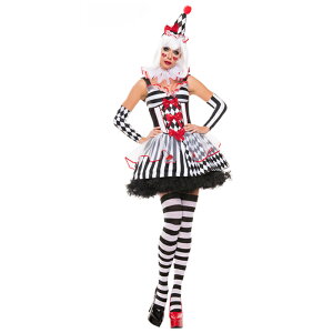 送料無料 コスチューム ハロウィン衣装 コスプレ 大人 仮装 ポーカー ピエロ サーカス チェック 道化師 変装 飾り付き レディース クリスマス お化け パーティー キャラクター 忘年会 イベン