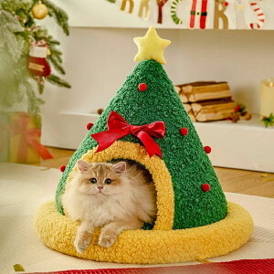 ペットベッド クリスマスツリー ドーム型 ペットベッド 犬 猫 ベッド 冬 おしゃれ ペットハウス 暖かい ペット 犬用ベッド ネコベッド ドームベッド 冬用 肉厚 ペットハウス 猫 小型犬 成猫