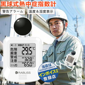 ★義務化対応モデル★ 熱中症指数計 黒球式熱中症指数計 熱中症対策 球式 黒球 WBGT 測定器 ラブリス 小林薬品 熱中症計 温湿度計 時計表示付き アラーム機能 カラビナ付 暑さ指数計 温度計 屋内 屋外 学校 シンプル 予防用具 グッズ 工事現場 現場用 野外 企業 団体用