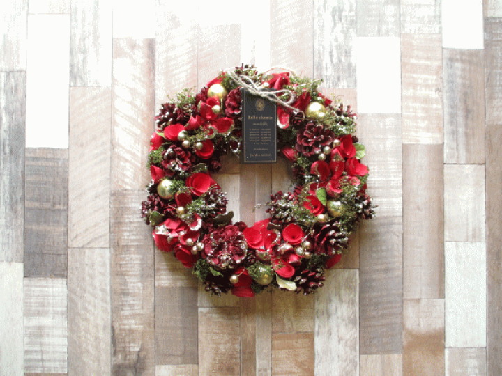 クリスマス パフリース(大) 楽天市場】リース ベーシックレッド ナチュラルリース Lサイズ ラメ