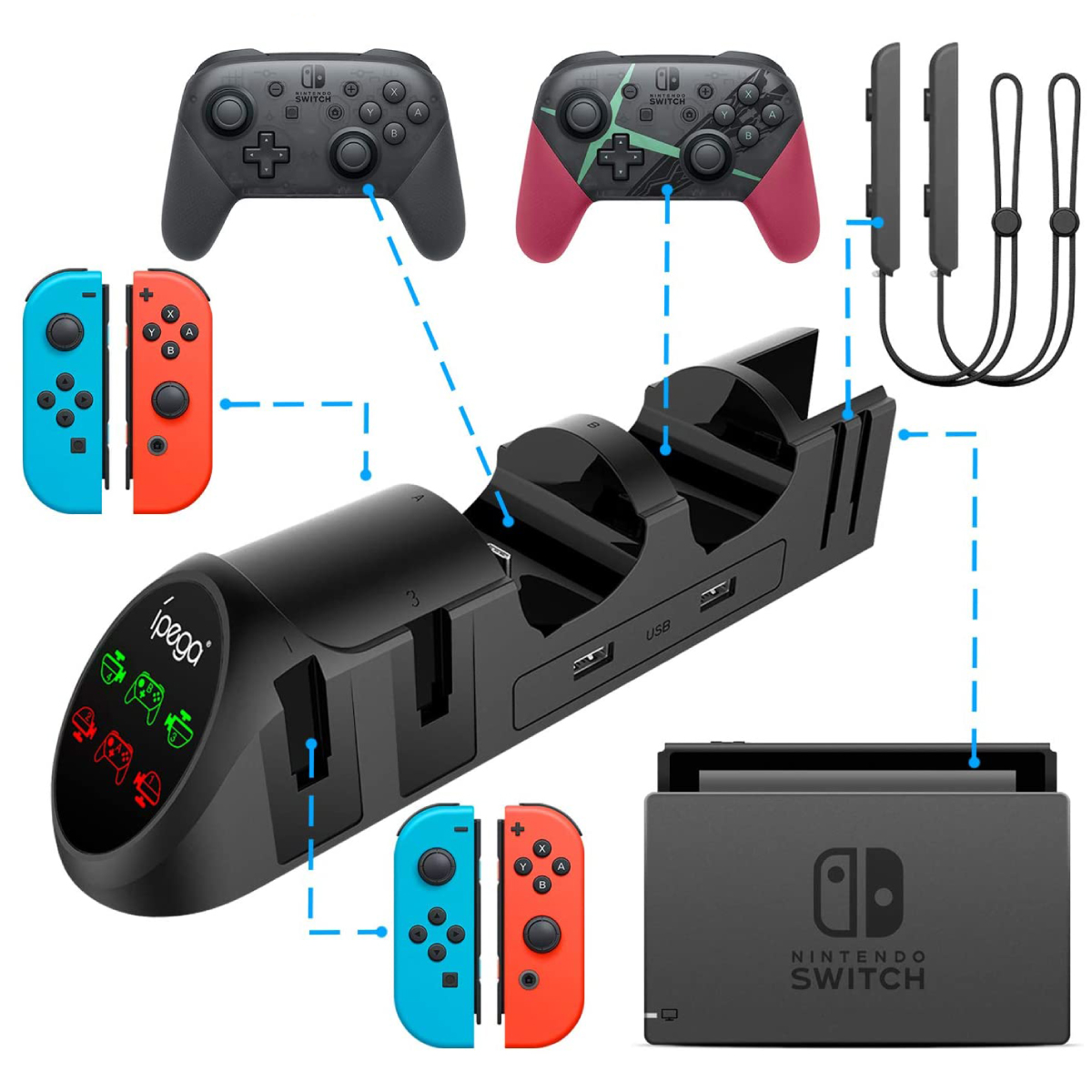 楽天市場】あす楽 Nintendo Switch 用 6台同時充電 Joy-Con Pro 