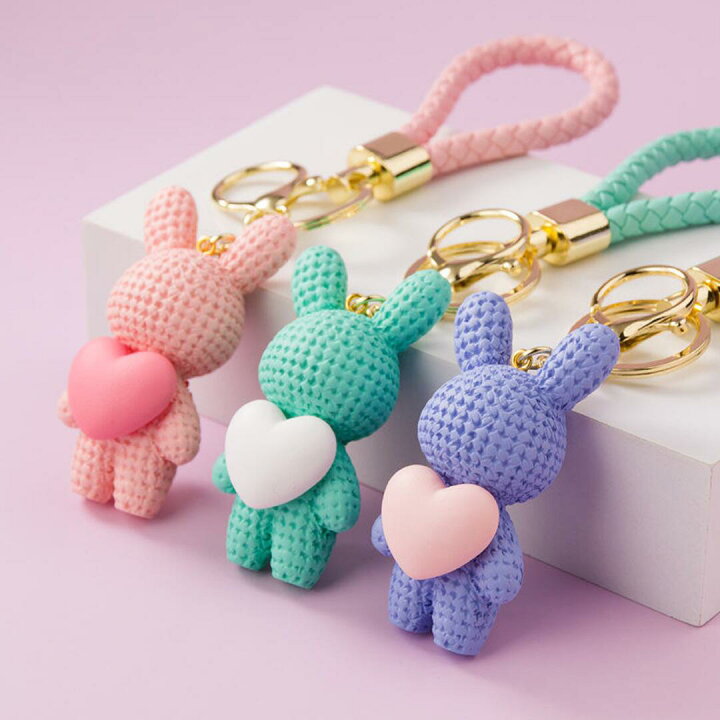 楽天市場】キーホルダー うさぎ かわいい 編みぐるみ 韓国雑貨 ハート 